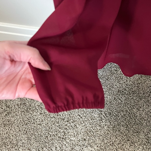 3/4 Sleeve Red Sequins Sheer Blouse - Picture 2 of 4